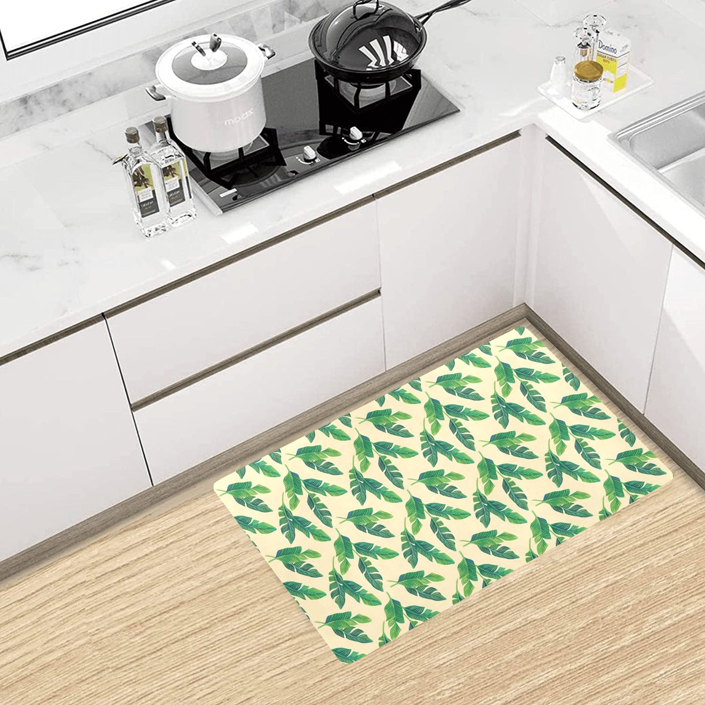 Banana Leaf Pattern Print Design 01 Kitchen Mat