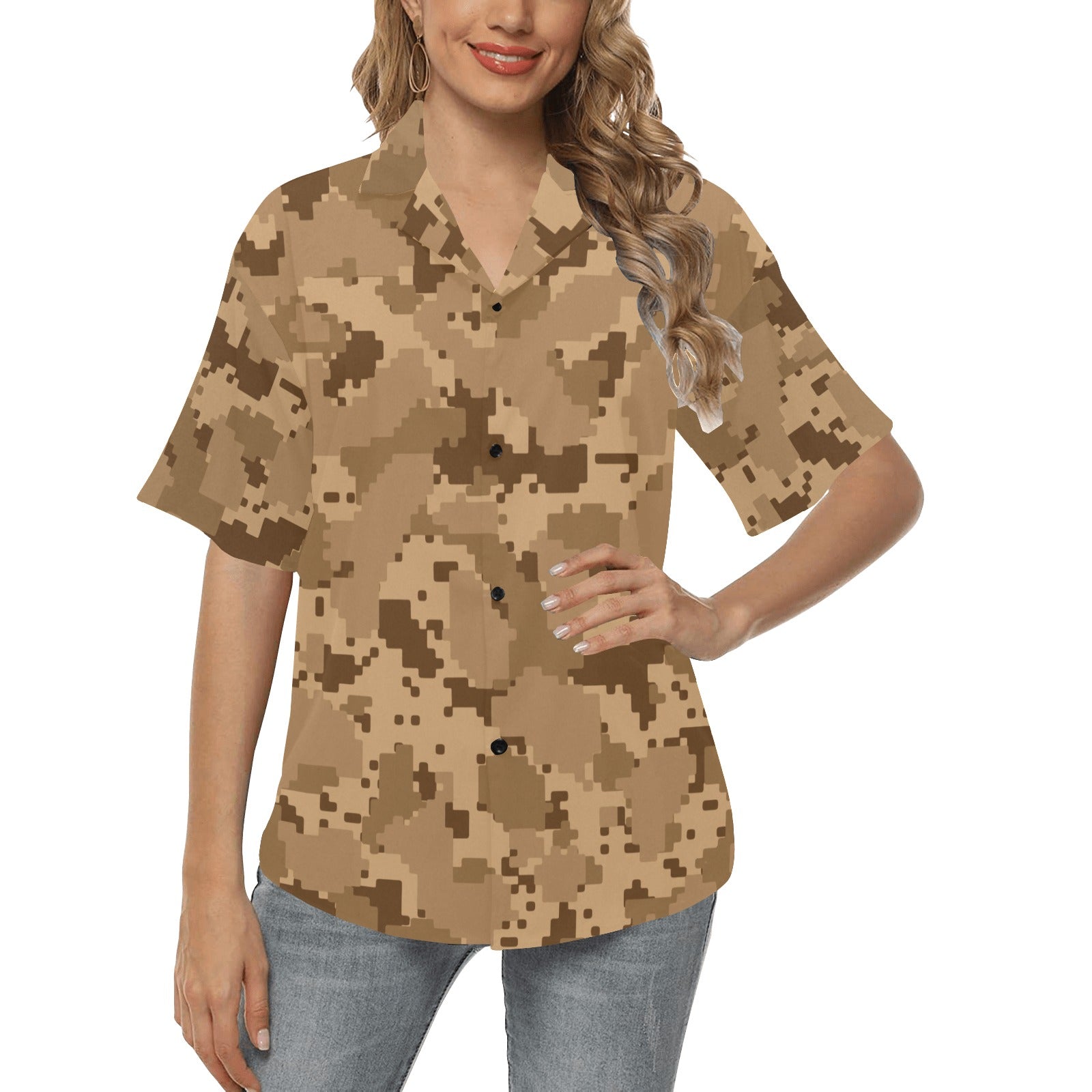 ACU Desert Digital Pattern Print Design 01 Women's Hawaiian Shirt