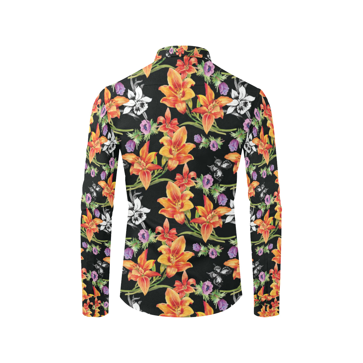 Tropical Flower Pattern Print Design TF02 Men's Long Sleeve Shirt