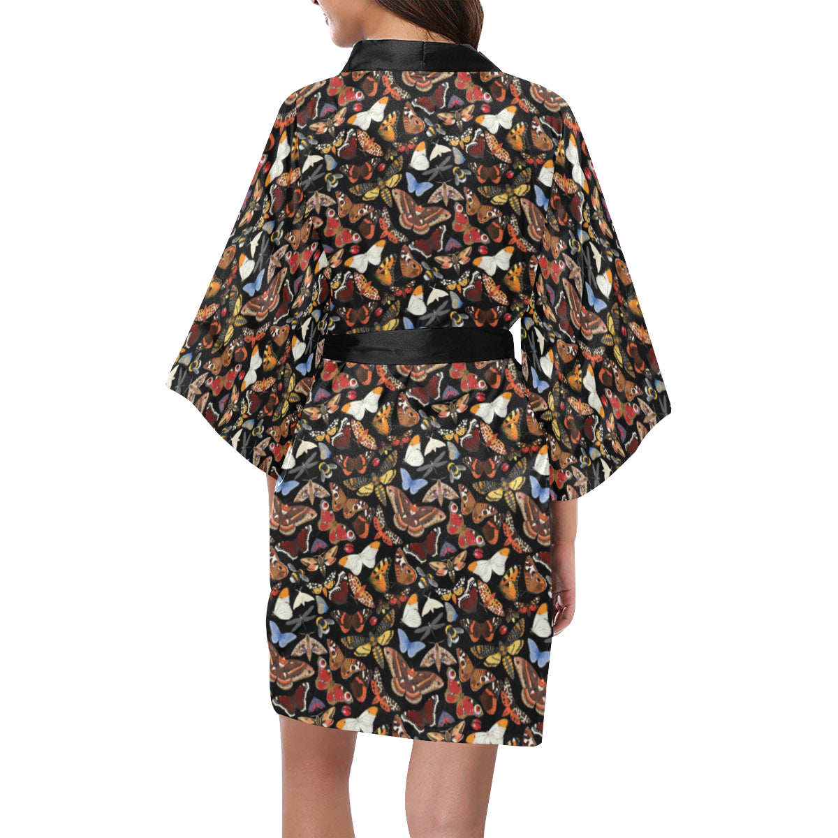 Butterfly Pattern Print Design 08 Women's Short Kimono