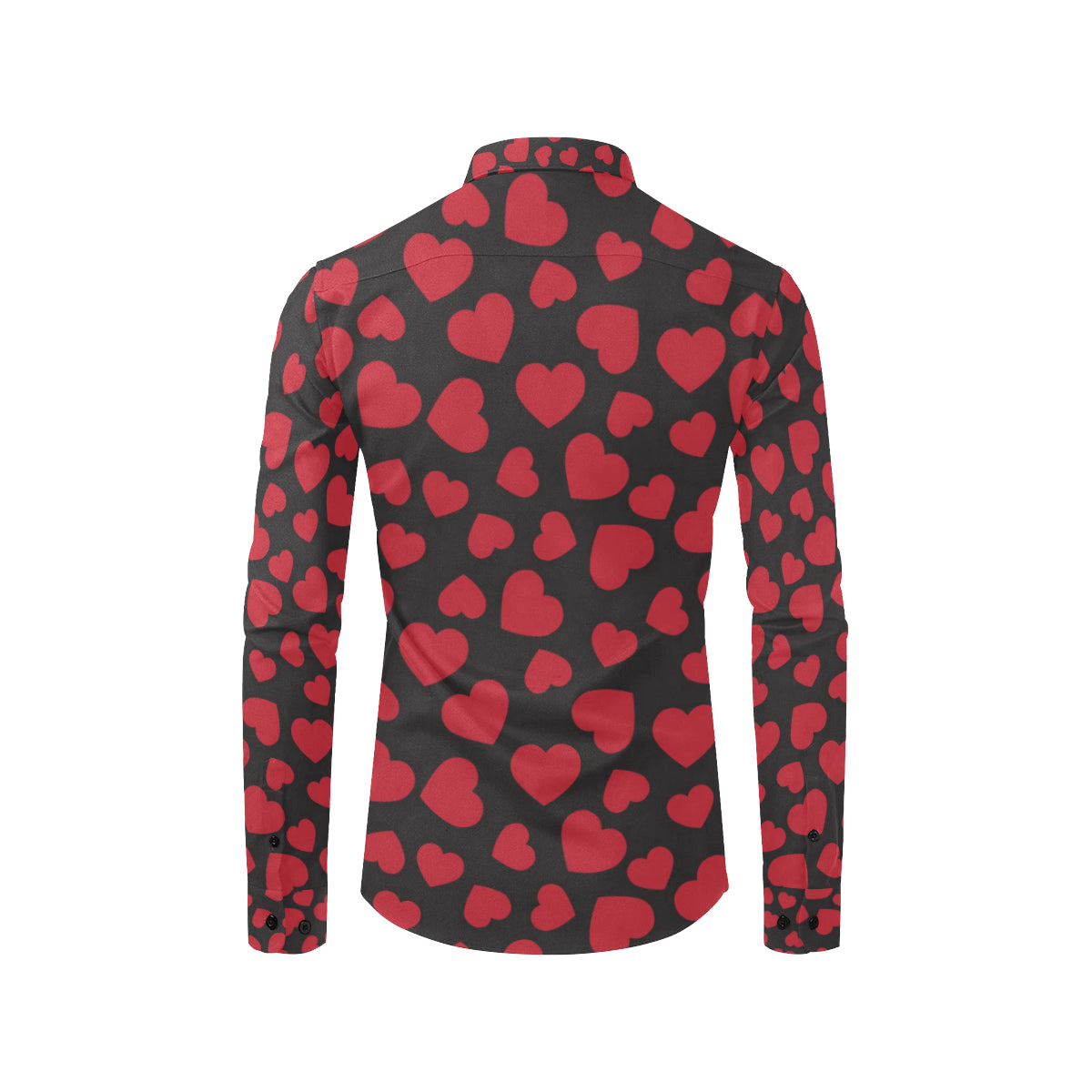 Heart Red Pattern Print Design HE01 Men's Long Sleeve Shirt