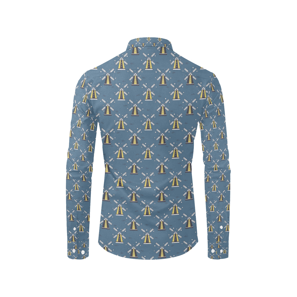 Windmill Pattern Print Design 03 Men's Long Sleeve Shirt