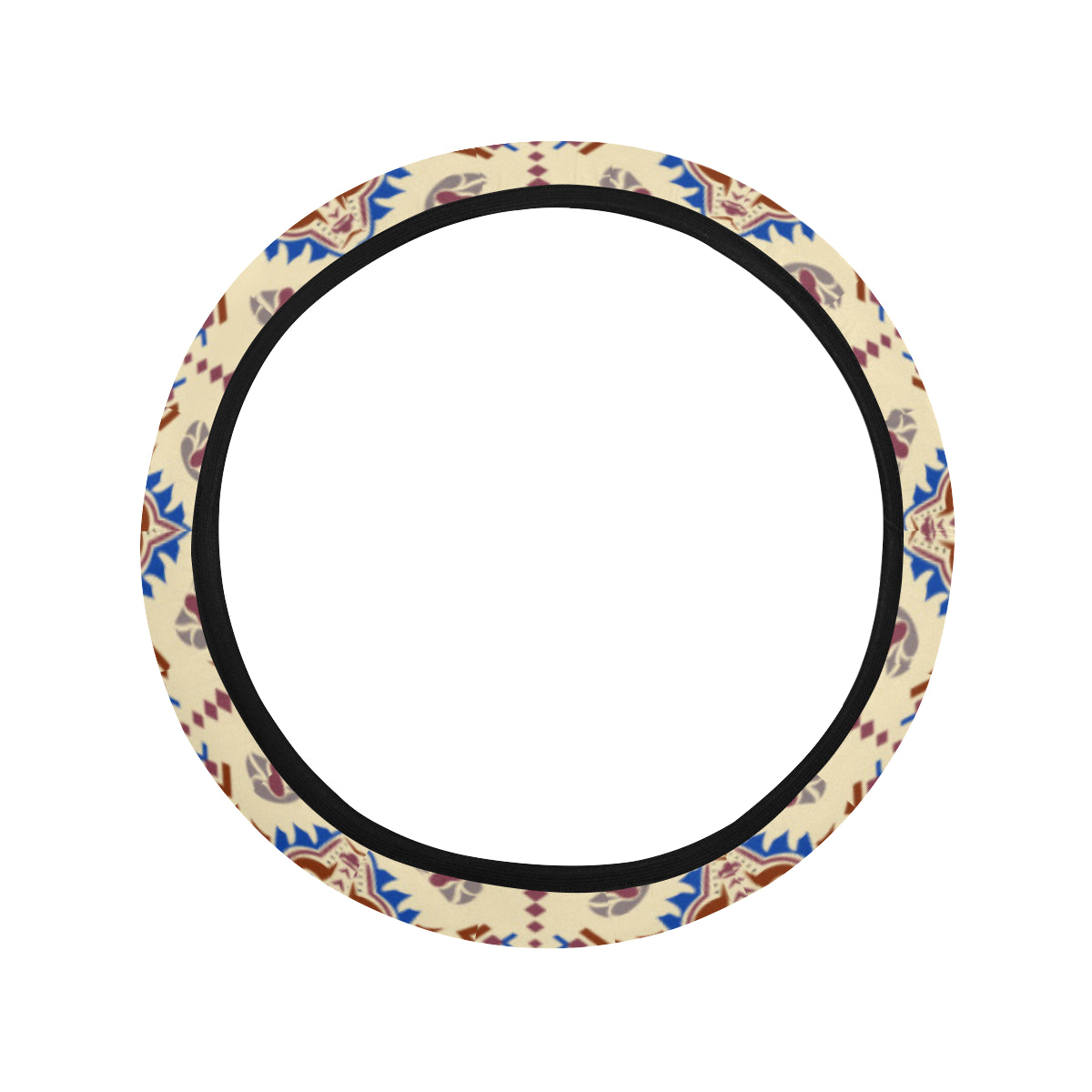 Aztec Wolf Pattern Print Design 03 Steering Wheel Cover with Elastic Edge
