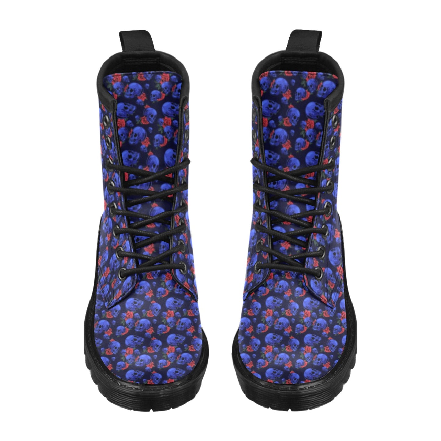 Skull Roses Neon Design Themed Print Women's Boots