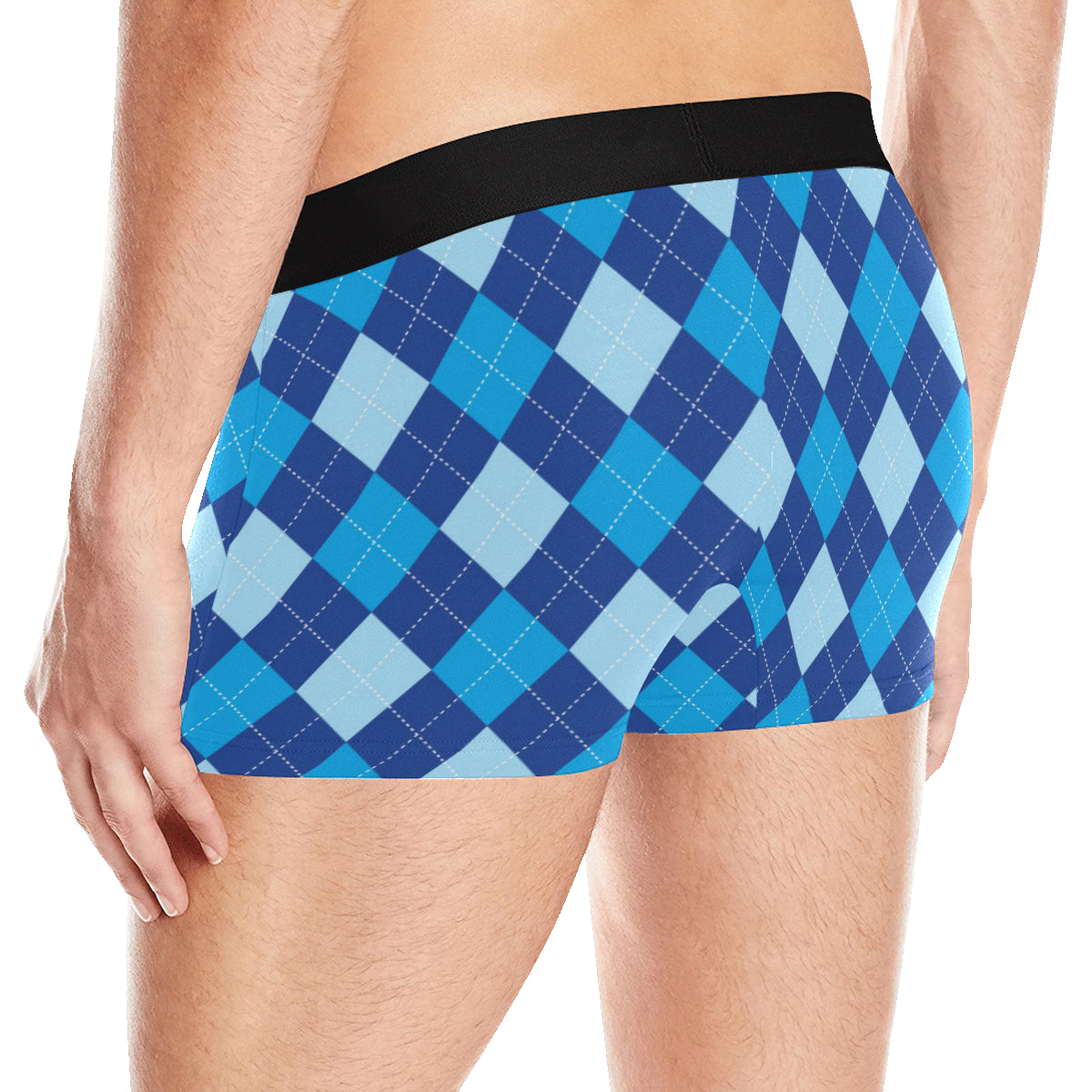 Argyle Blue Pattern Print Design 02 Men's Boxer Briefs