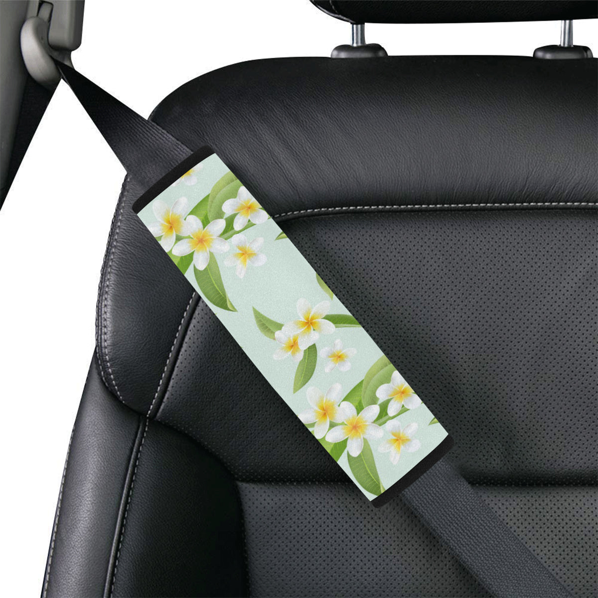 Yellow Plumeria Pattern Print Design PM024 Car Seat Belt Cover