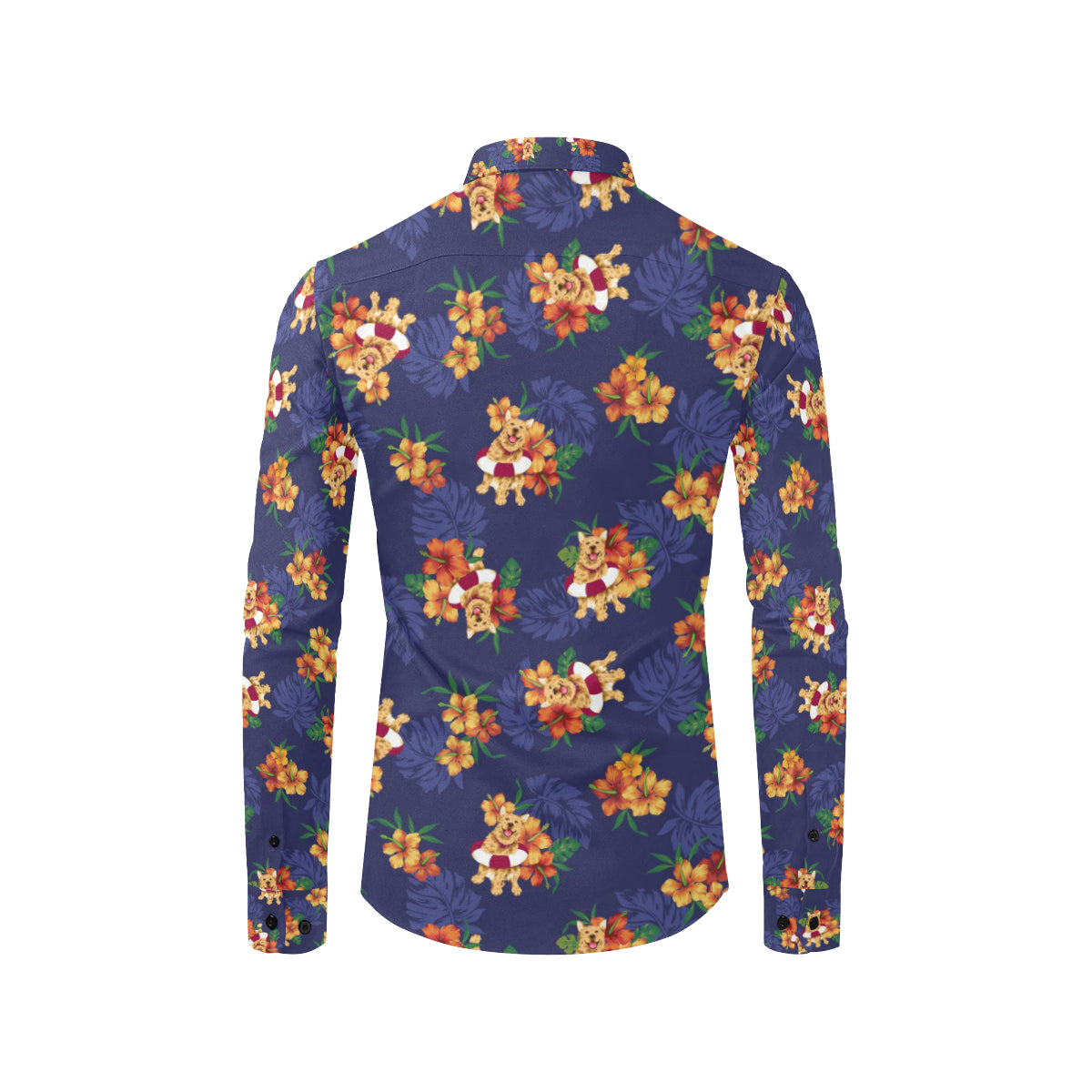 Hawaiian Themed Pattern Print Design H02 Men's Long Sleeve Shirt