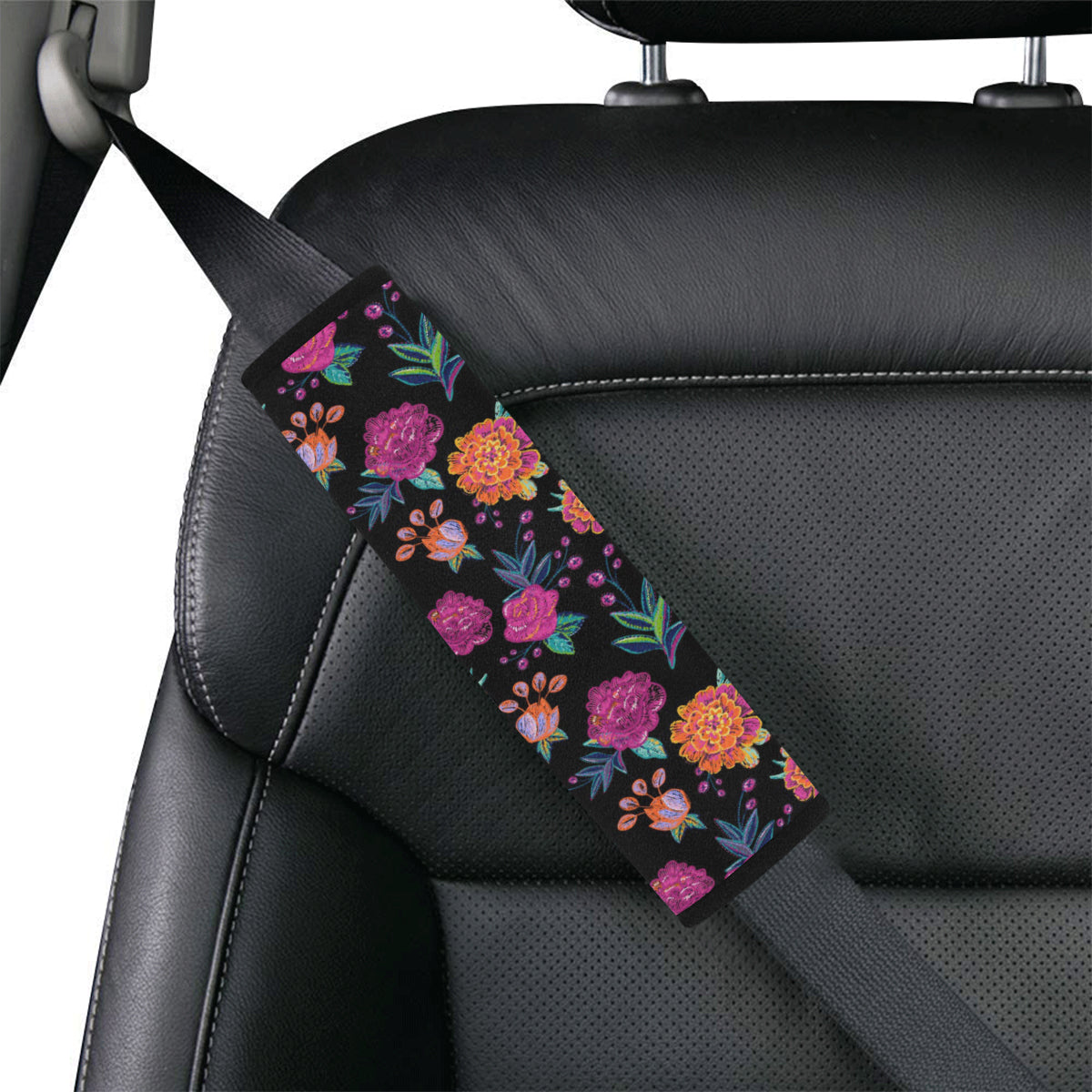 Marigold Pattern Print Design MR02 Car Seat Belt Cover
