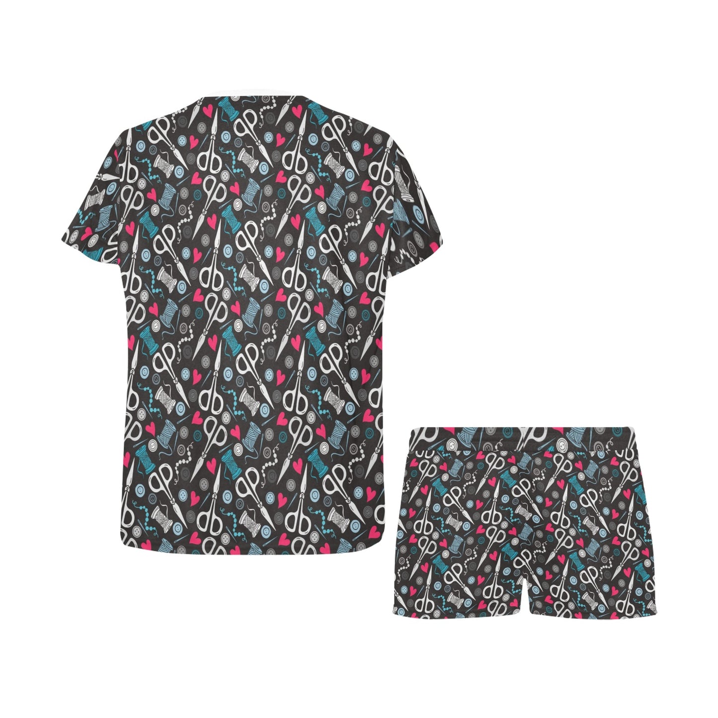 Sewing Equipment Print Design LKS305 Women's Short Pajama Set