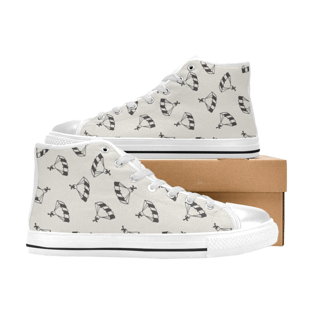 Skydiver Print Design LKS301 High Top Women's White Shoes