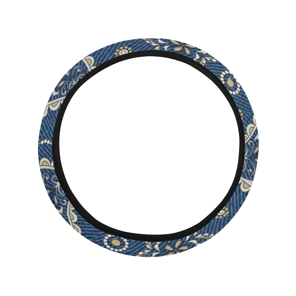 Jean Paisley Pattern Print Design 01 Steering Wheel Cover with Elastic Edge