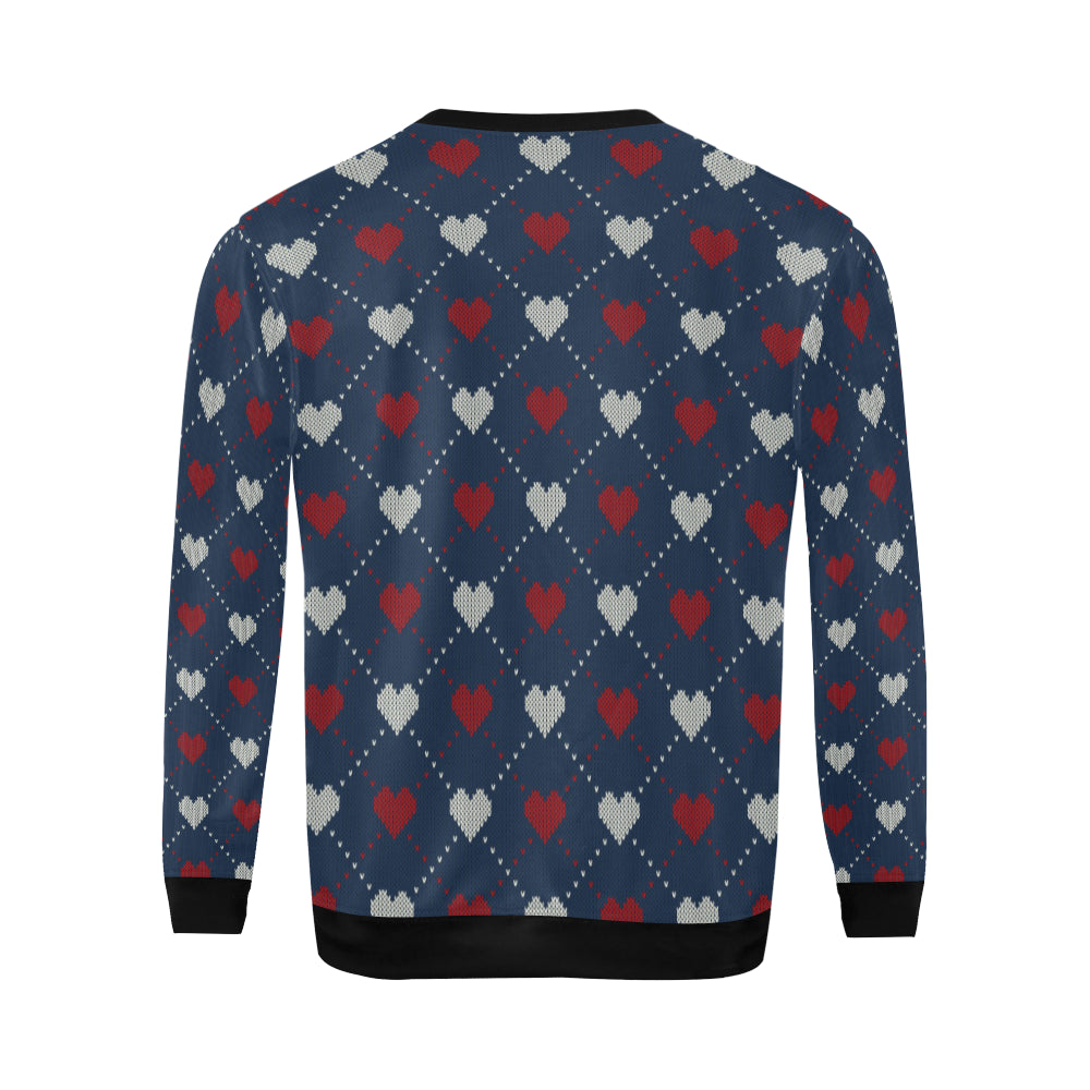 Heart Knit Pattern Print Design HE05 Men Long Sleeve Sweatshirt