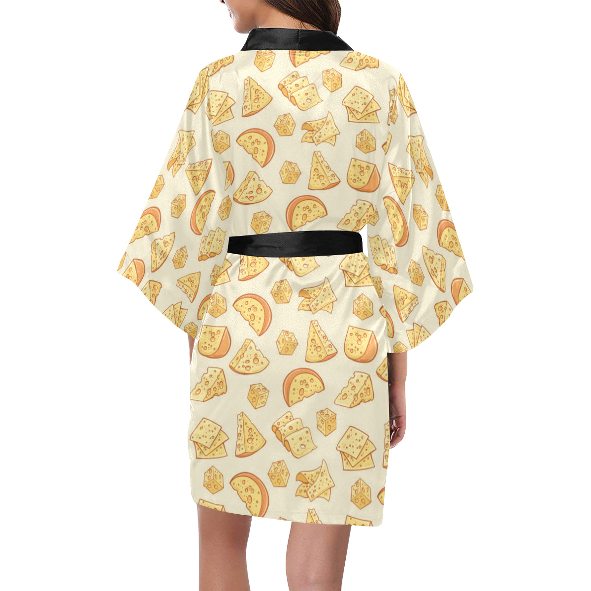 Cheese Pattern Print Design 01 Women's Short Kimono
