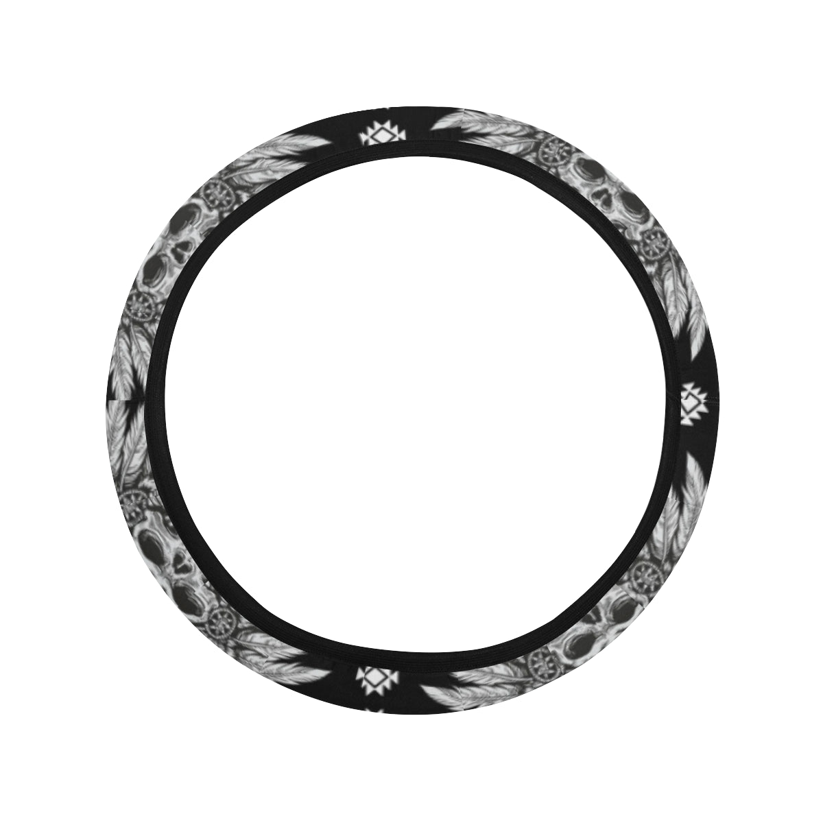 Native American Indian Skull Steering Wheel Cover with Elastic Edge