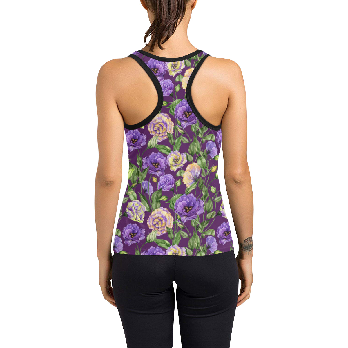 Lisianthus Pattern Print Design LT03 Women's Racerback Tank Top