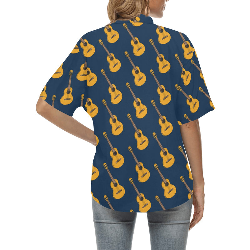 Acoustic Guitar Pattern Print Design 04 Women's Hawaiian Shirt