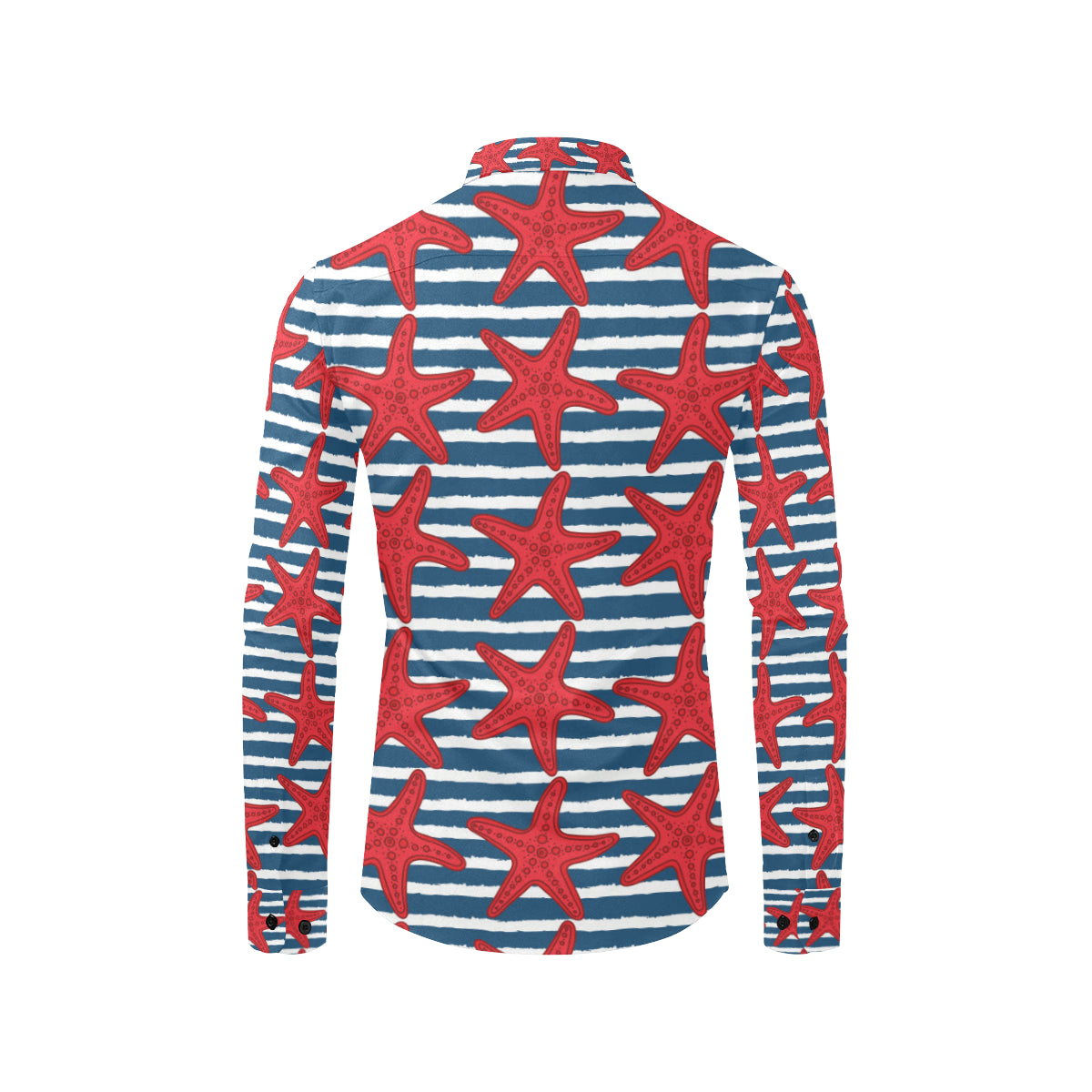 Starfish Red Pattern Print Design 02 Men's Long Sleeve Shirt