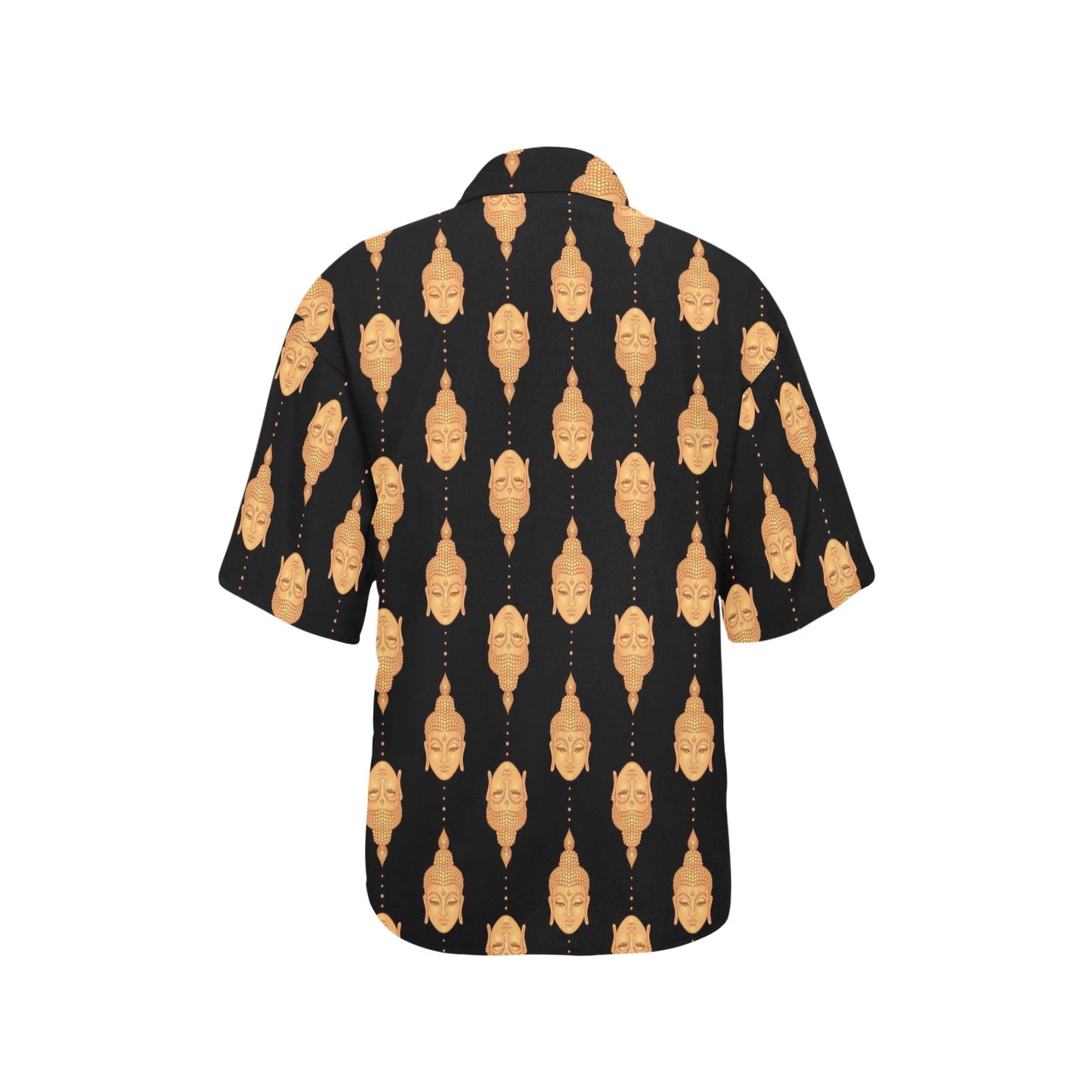 Buddha Head Gold Print Women's Hawaiian Shirt