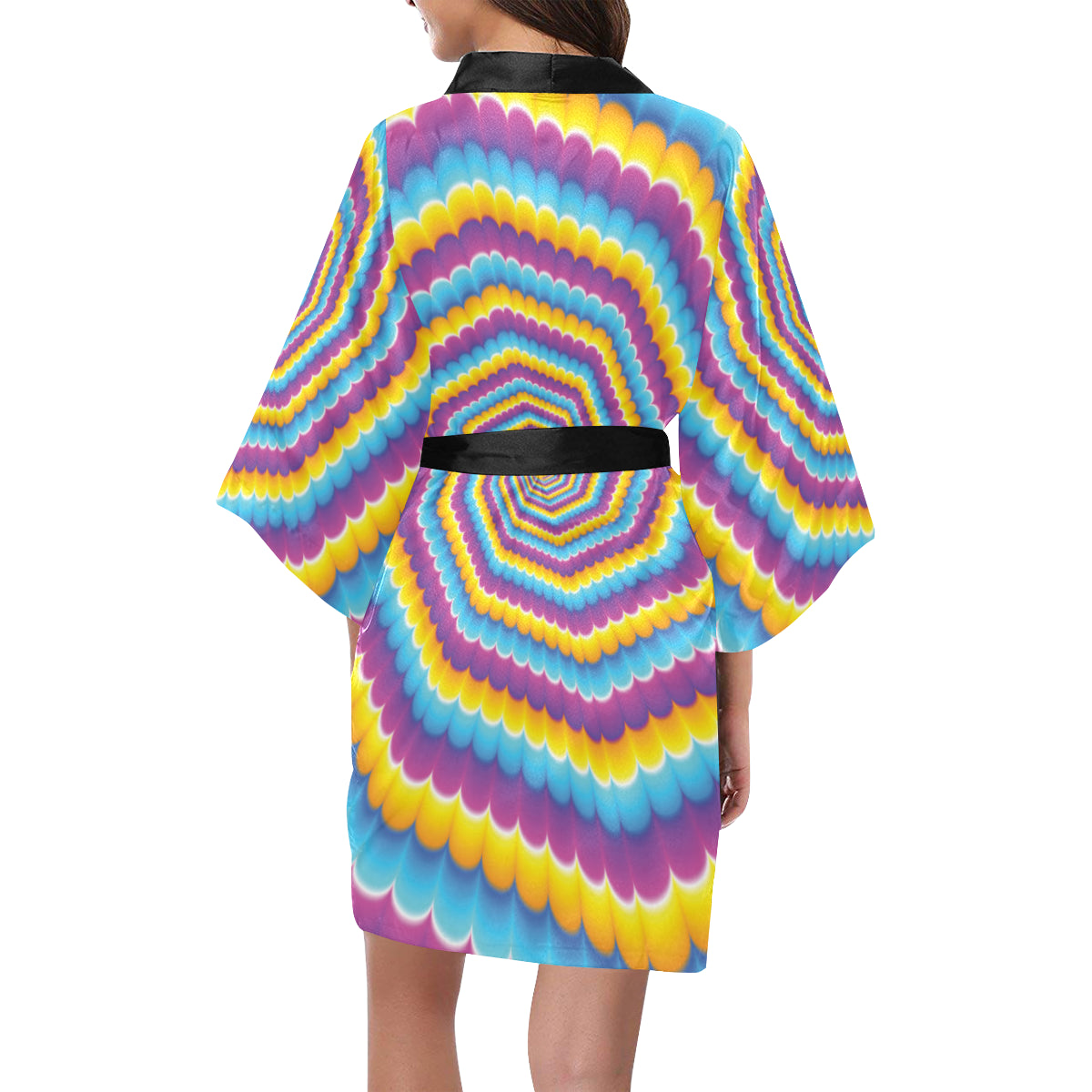 Optical illusion Pattern Print Design A04 Women's Short Kimono
