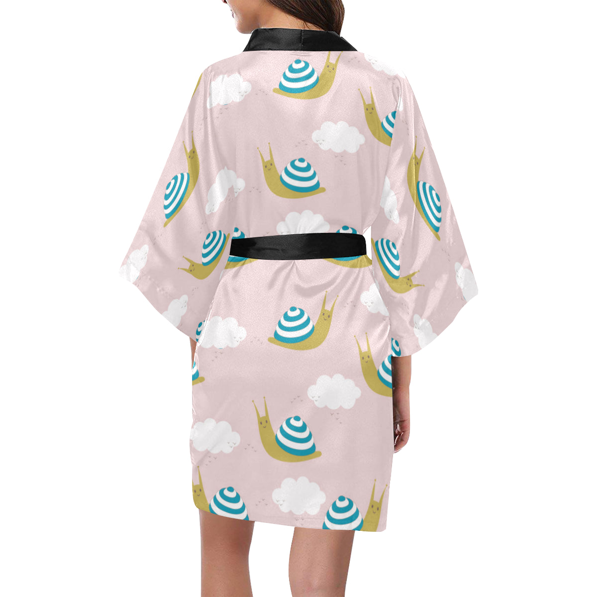 Snail Pattern Print Design 02 Women's Short Kimono