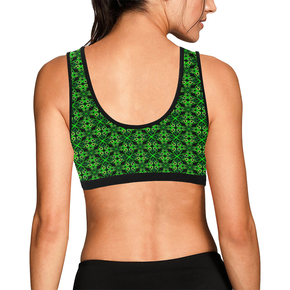 Celtic Green Neon Design Sports Bra