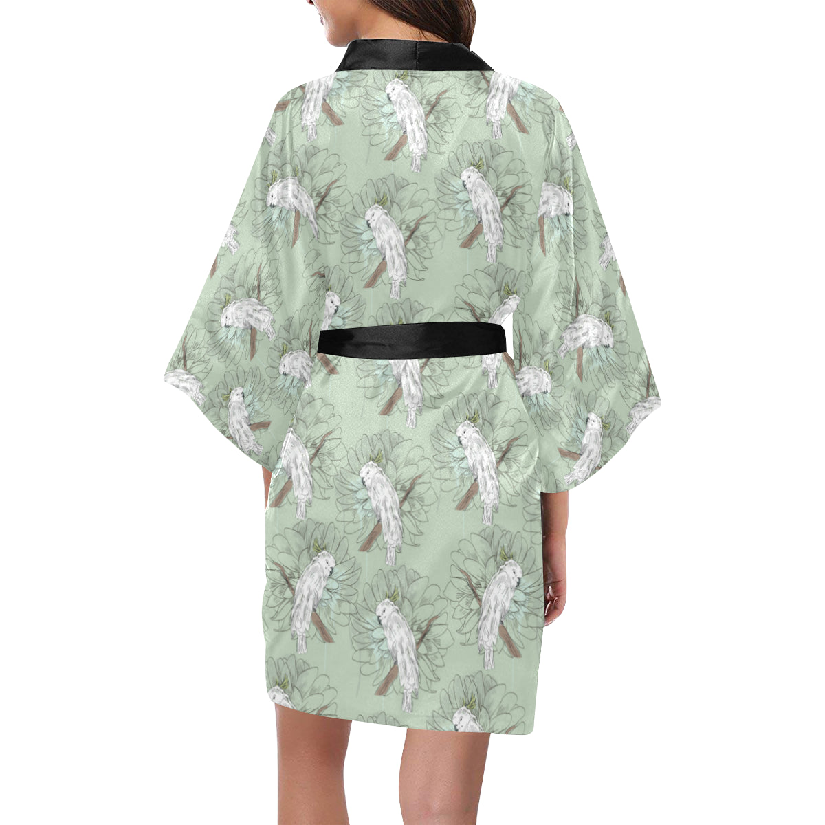 Cockatiel Pattern Print Design 01 Women's Short Kimono