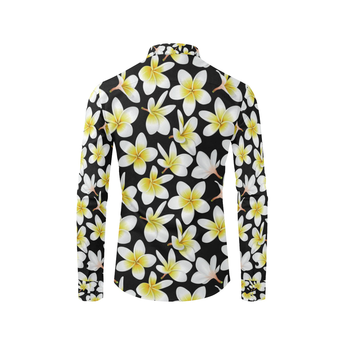 Yellow Plumeria Hawaiian Flowers Men's Long Sleeve Shirt