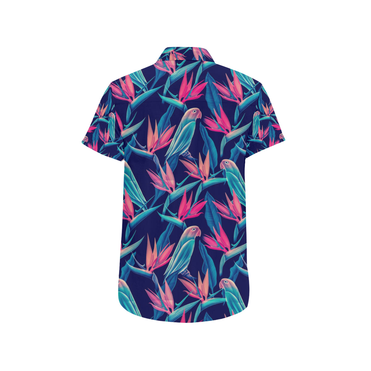 Tropical Flower Pattern Print Design TF024 Men's Short Sleeve Button Up Shirt