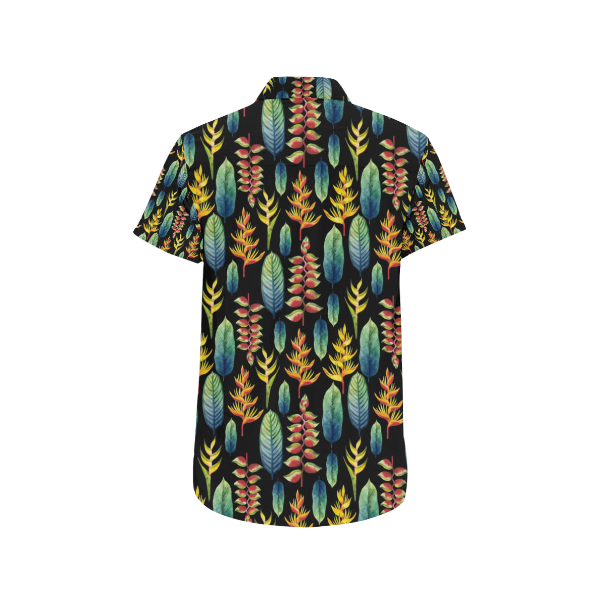 Heliconia Pattern Print Design HL03 Men's Short Sleeve Button Up Shirt