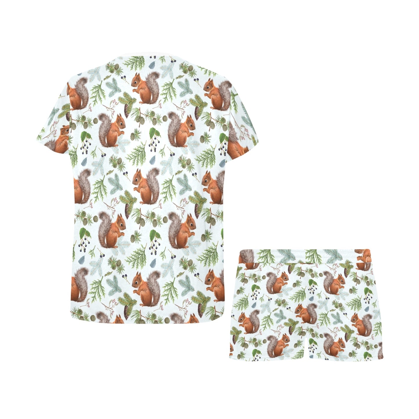 Squirrel Print Design LKS308 Women's Short Pajama Set