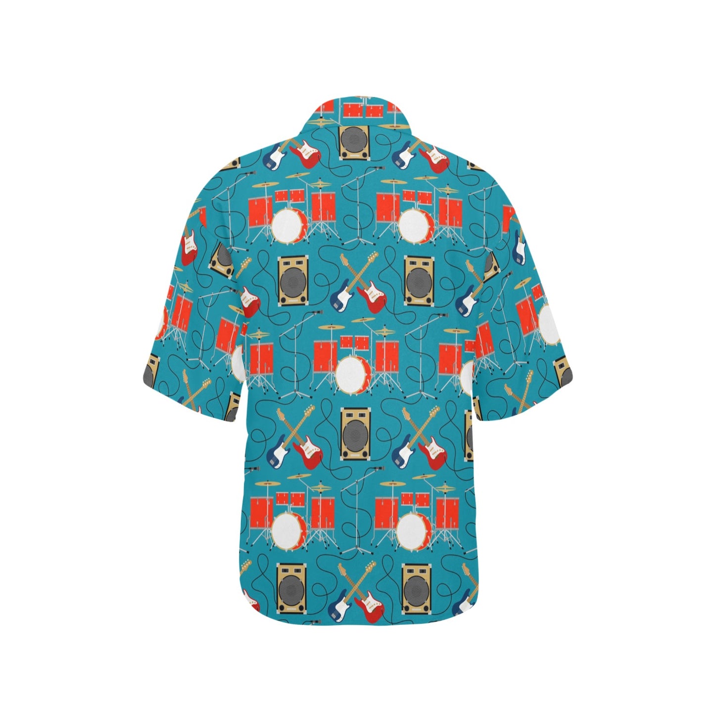 Drum Set Guitar Pattern Print Design 02 Women's Hawaiian Shirt