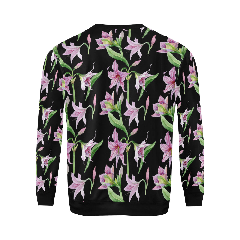 Amaryllis Pattern Print Design AL08 Men Long Sleeve Sweatshirt