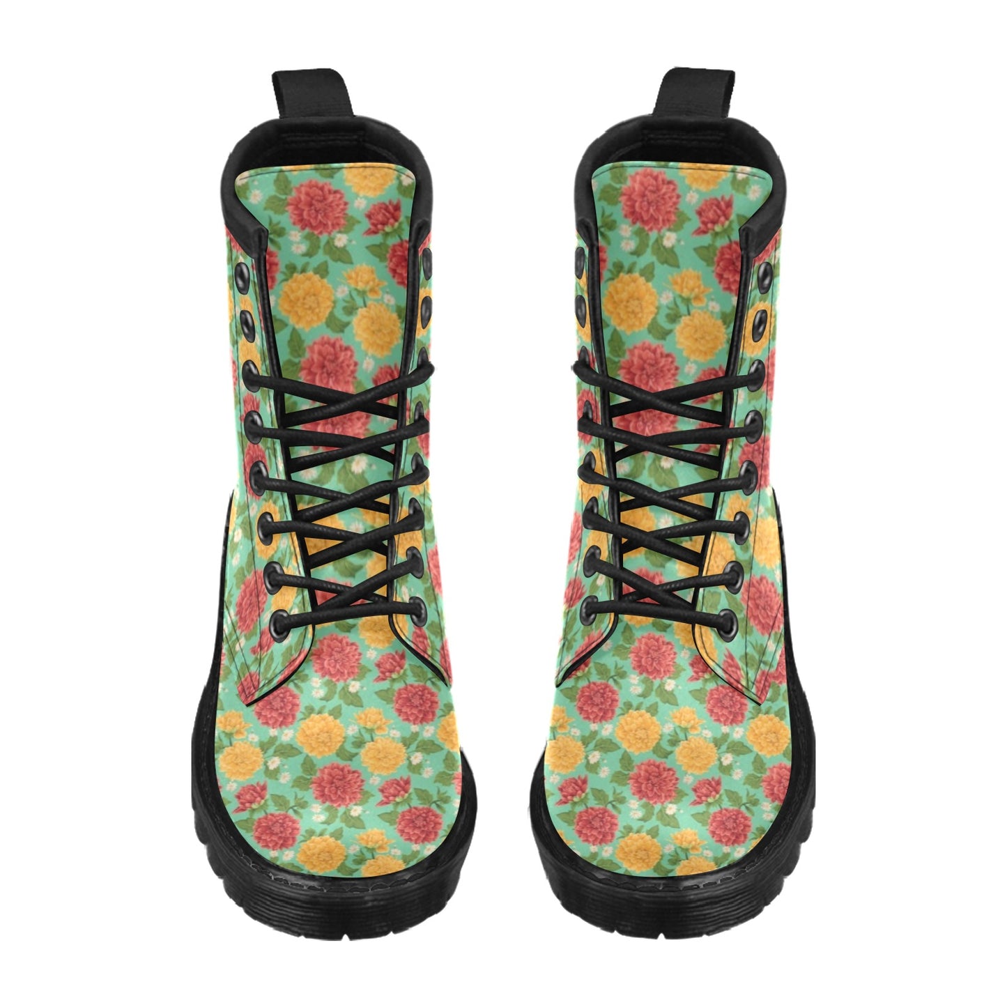 Dahlia Pattern Print Design DH011 Women's Boots
