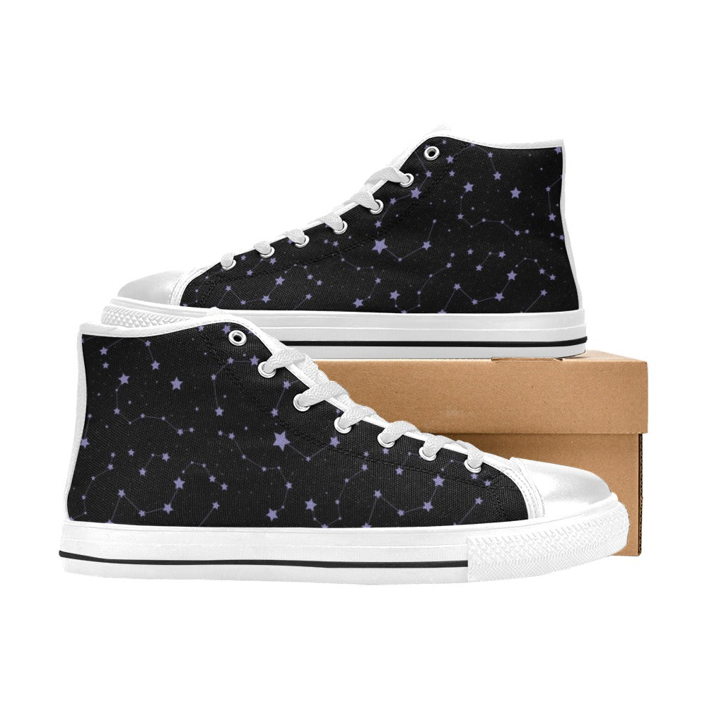Star Print Design LKS303 High Top Women's White Shoes