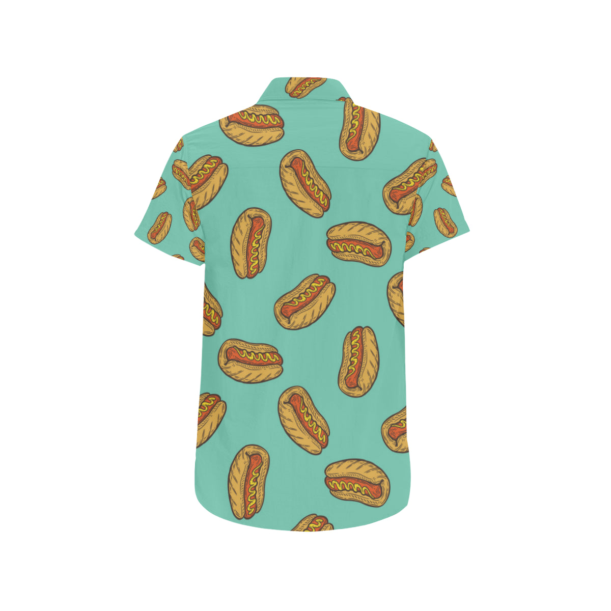 Hot Dog Pattern Print Design 04 Men's Short Sleeve Button Up Shirt