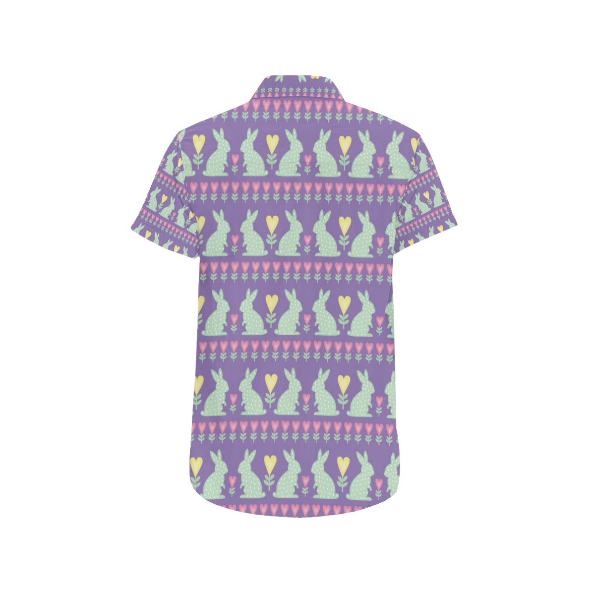 Rabbit Pattern Print Design RB01 Men's Short Sleeve Button Up Shirt