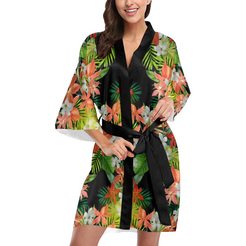 Amaryllis Pattern Print Design AL07 Women Kimono Robe