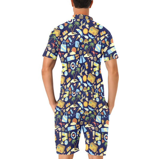 Beach Themed Pattern Print Design 04 Men's Romper