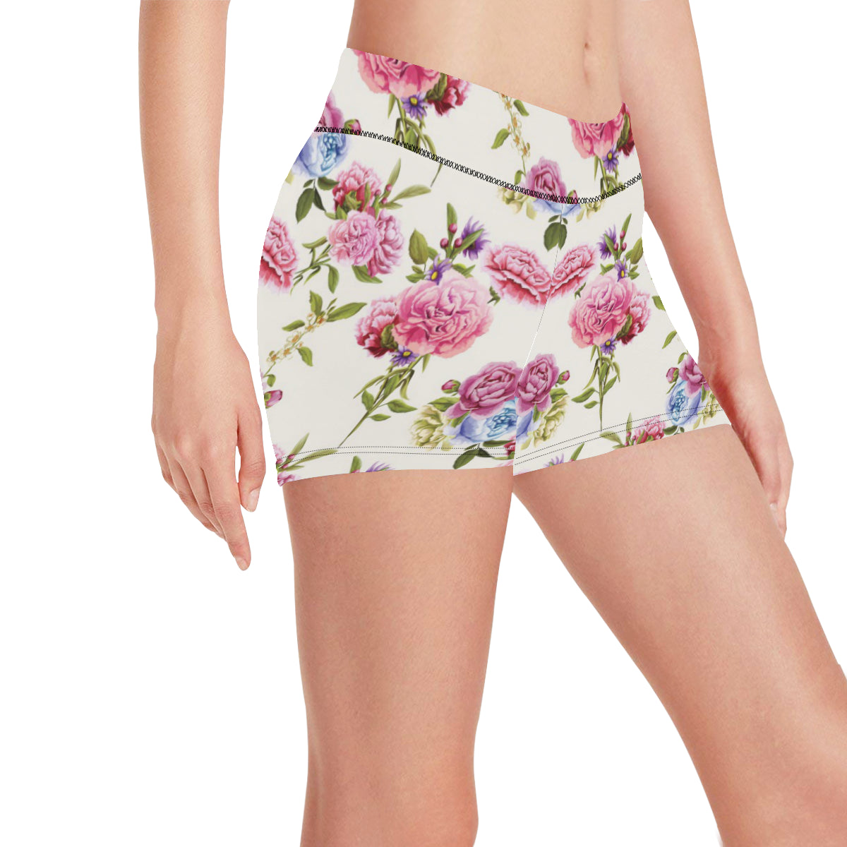 Carnations Pattern Print Design CN02 Yoga Shorts