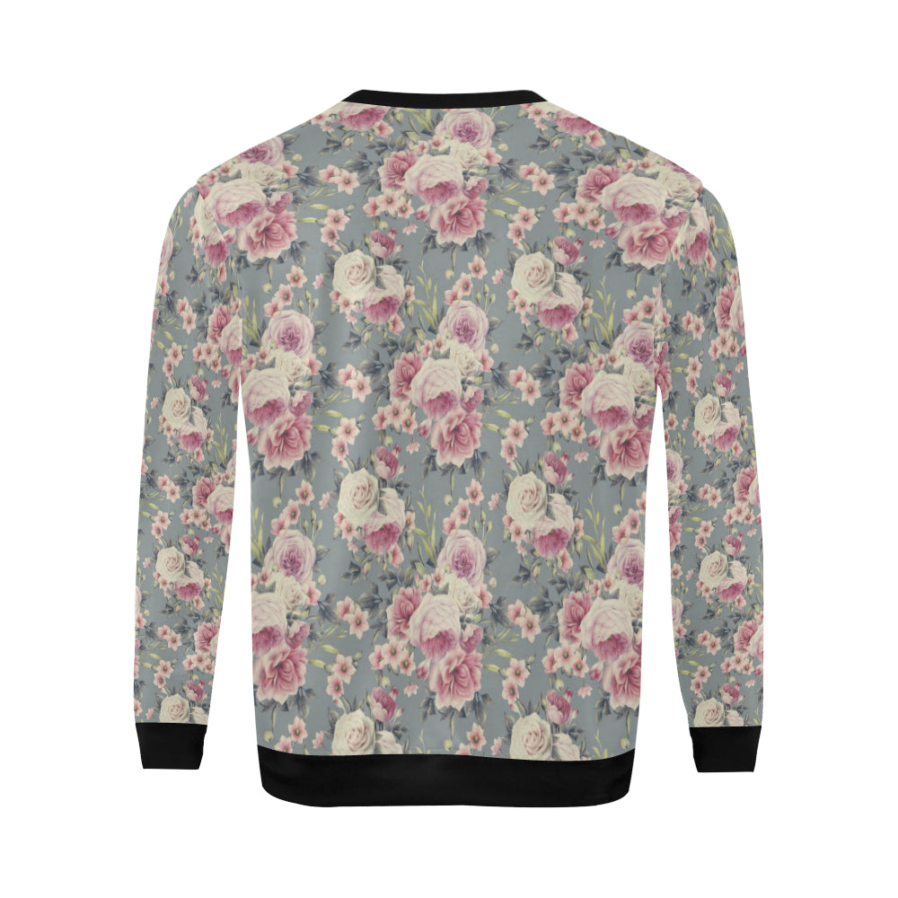 Peony Pattern Print Design PE05 Men Long Sleeve Sweatshirt