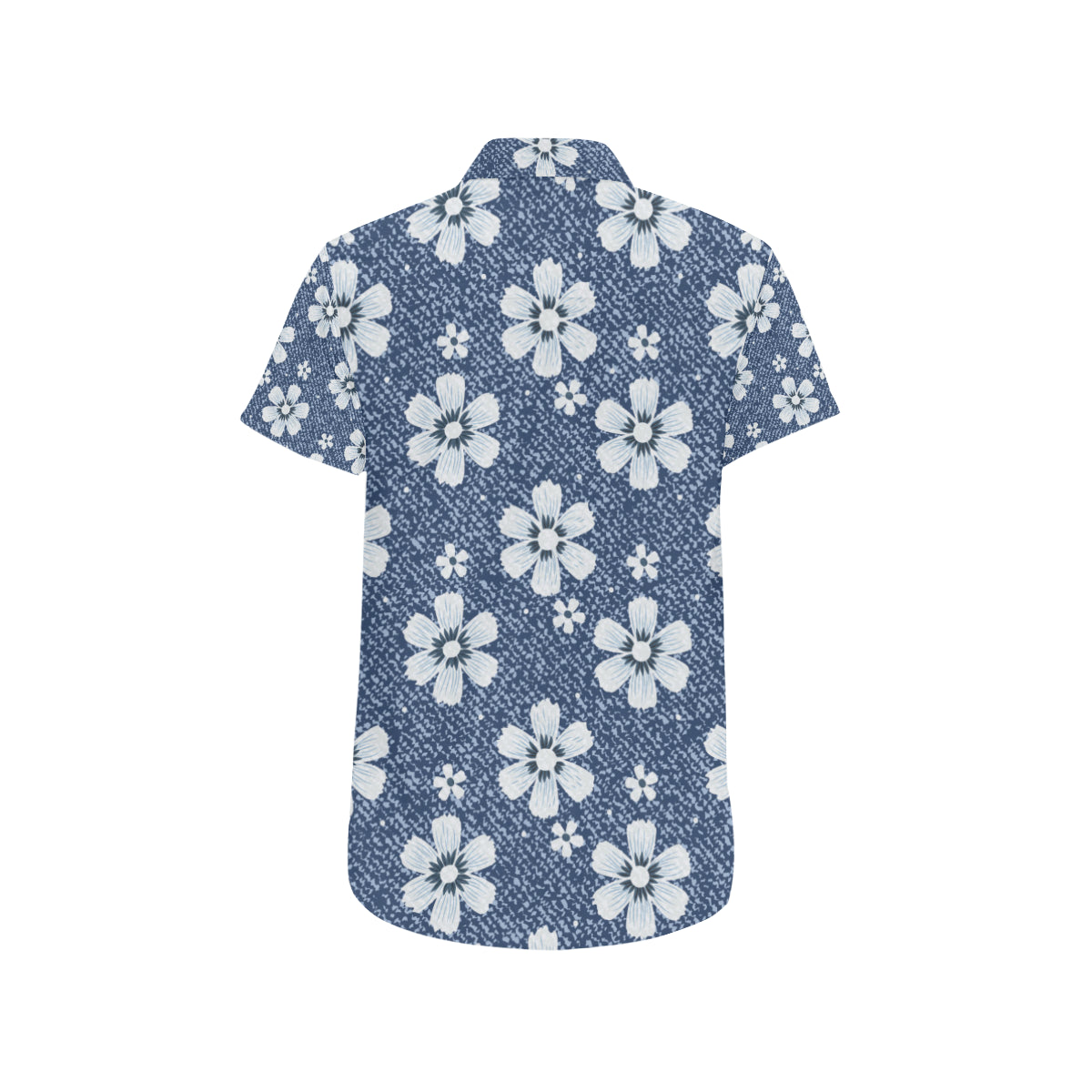 Jean Flower Pattern Print Design 03 Men's Short Sleeve Button Up Shirt