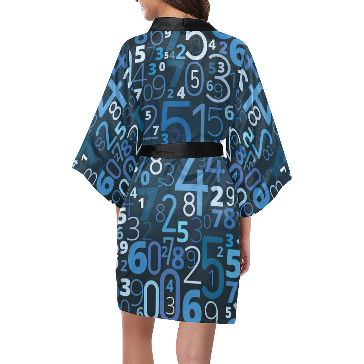 Number Pattern Print Design A02 Women's Short Kimono