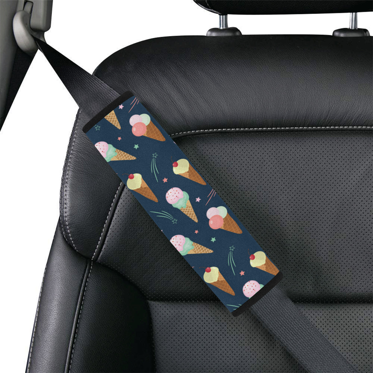 Ice Cream Pattern Print Design 04 Car Seat Belt Cover