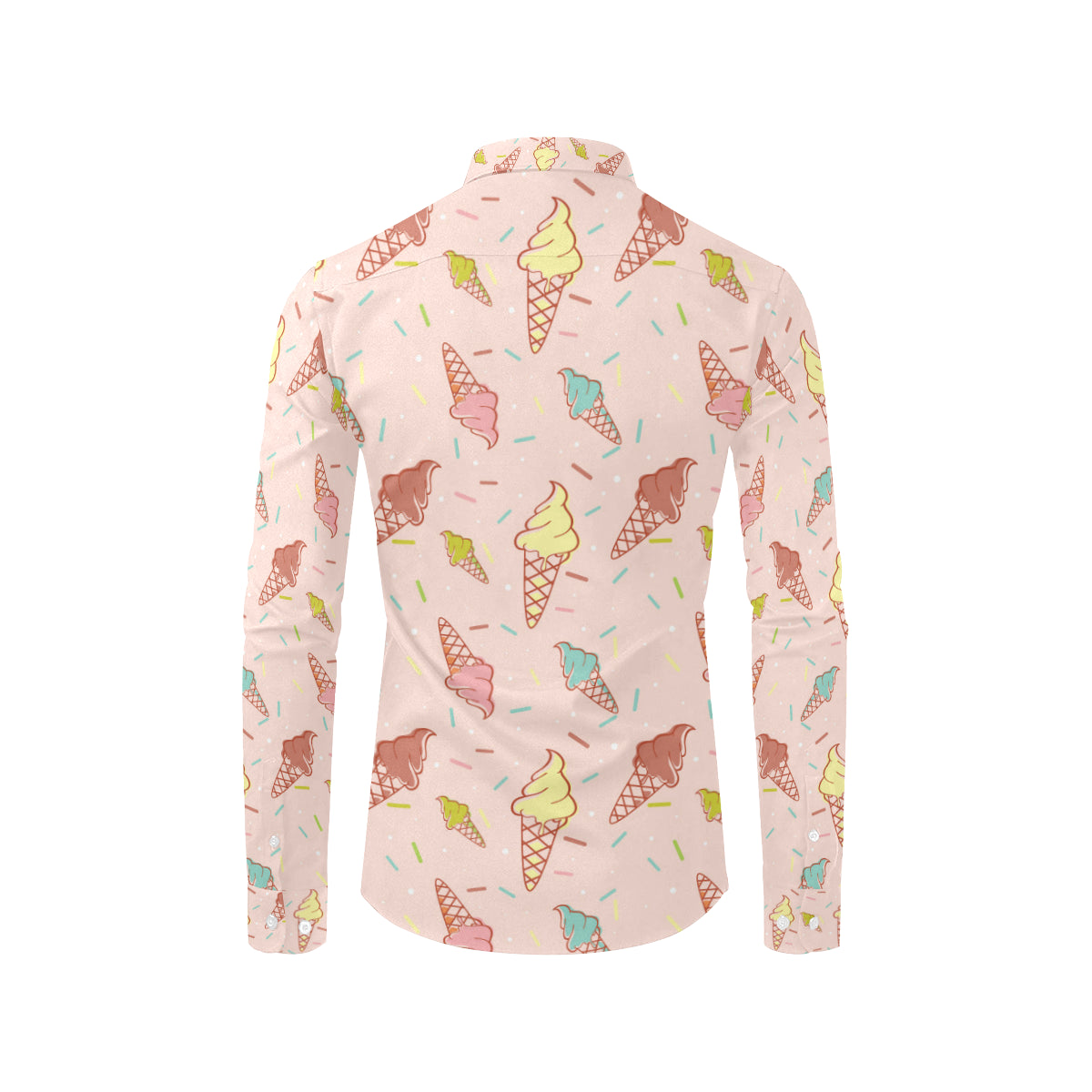 Ice Cream Pattern Print Design 02 Men's Long Sleeve Shirt