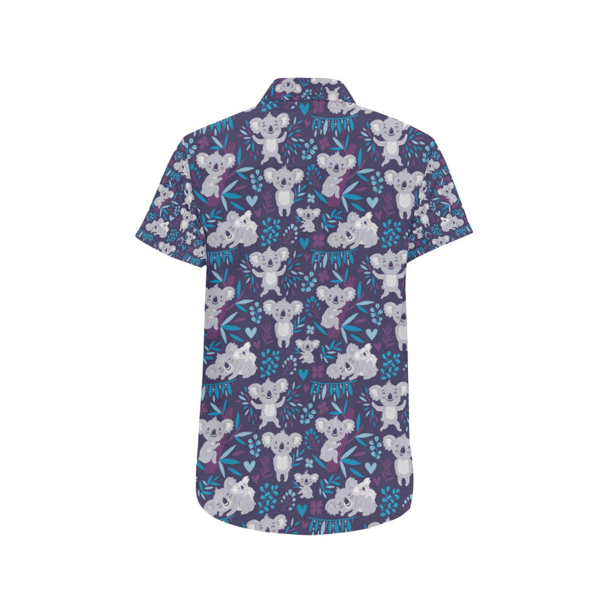 Koala Cute Themed Design Print Men's Short Sleeve Button Up Shirt