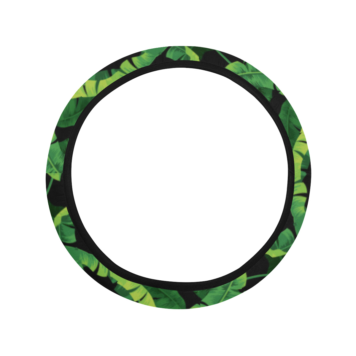 Banana Leaf Pattern Print Design 02 Steering Wheel Cover with Elastic Edge