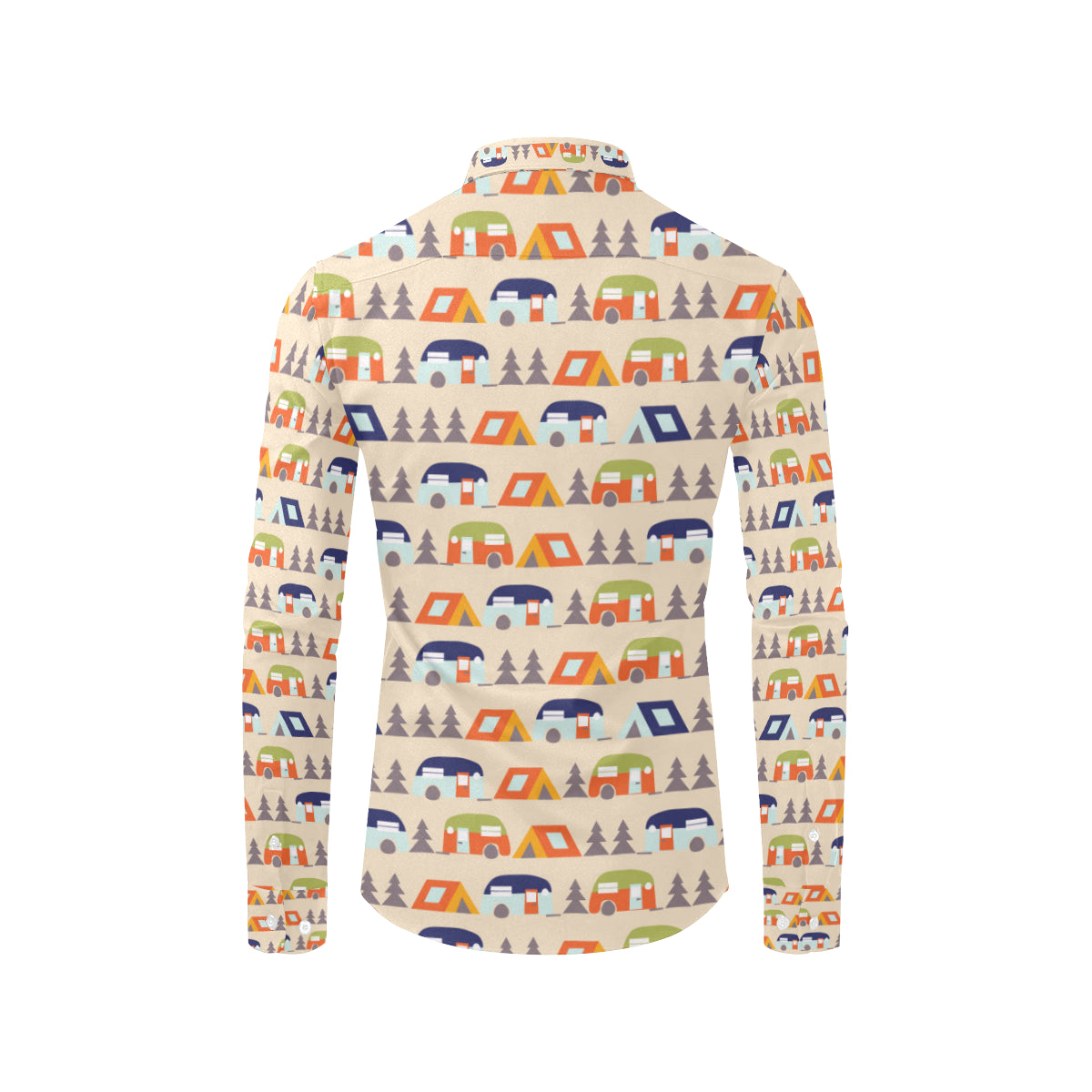Camper Tent Pattern Print Design 03 Men's Long Sleeve Shirt