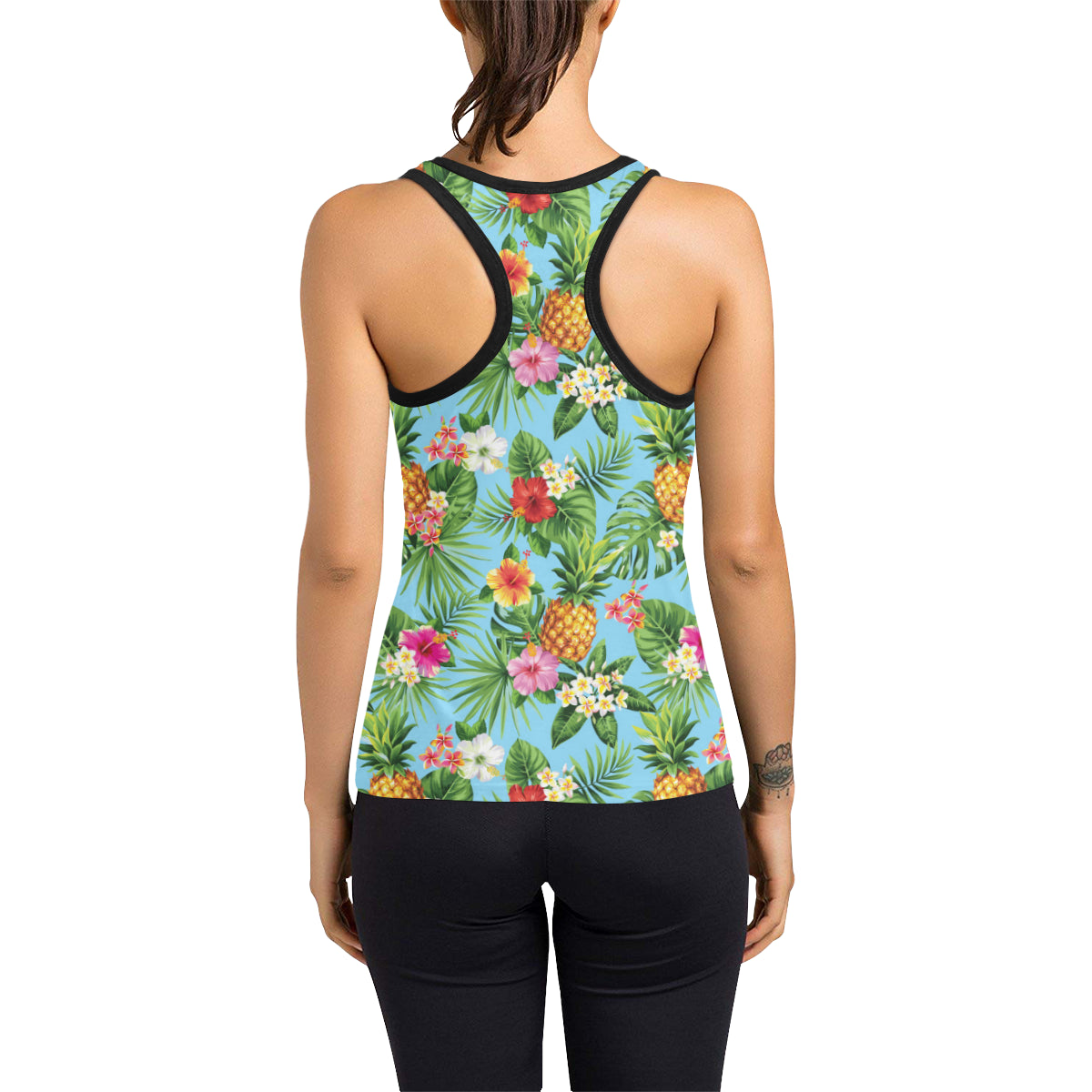 Pineapple Hawaiian flower Tropical Women's Racerback Tank Top