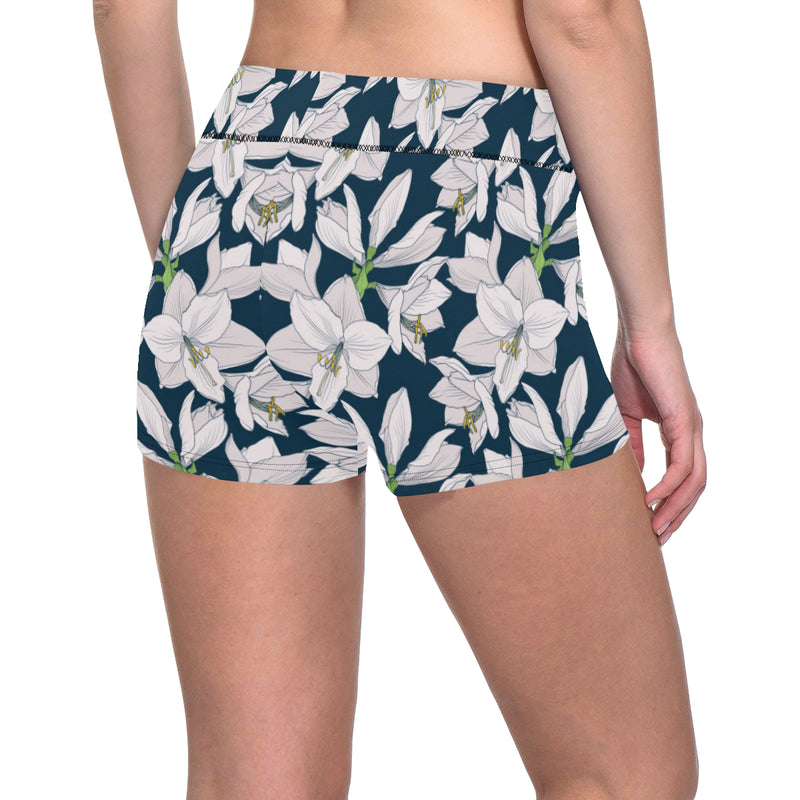 Amaryllis Pattern Print Design AL02 Yoga Shorts