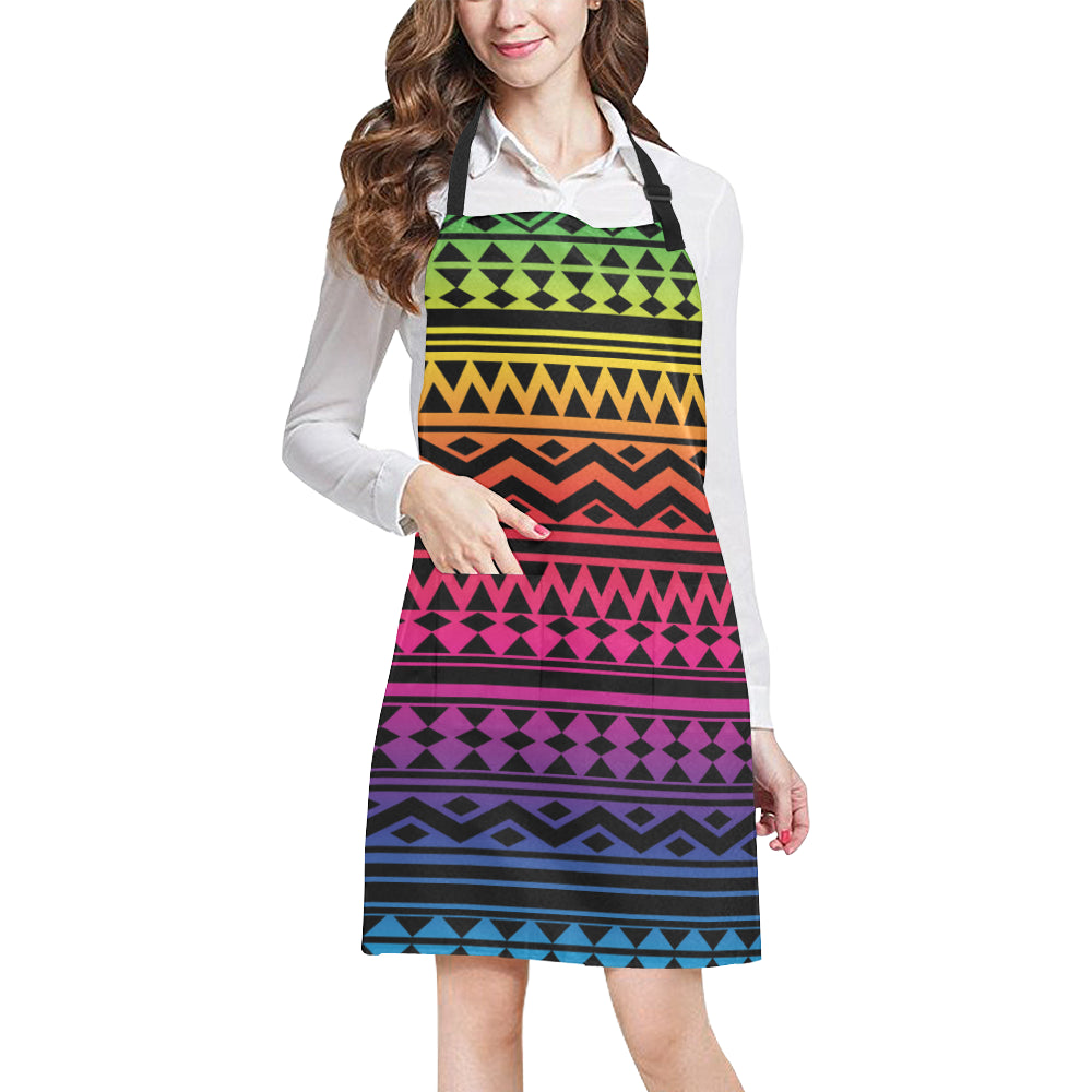 Rainbow Tribal Pattern Print Design A02 Apron with Pocket